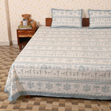 cotton blue village king size bedsheet