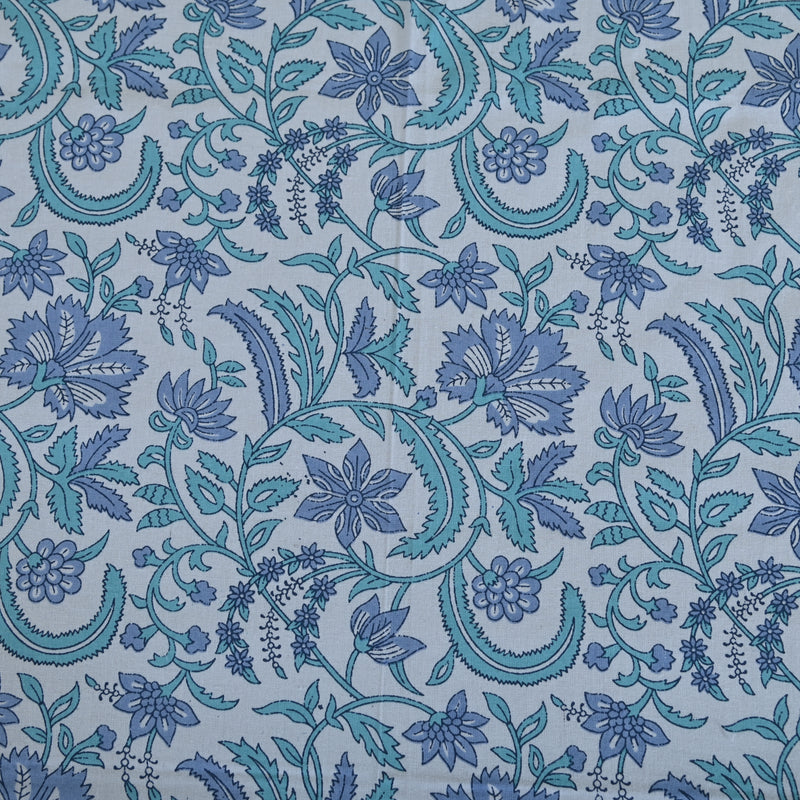 Cotton Single Bed Sheet Blue Floral Bel Print