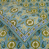 Cotton Single Bed Sheet Blue Geometric Print