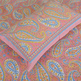 Cotton Single Bed Sheet pink paisley Print
