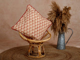 Cotton Cushion Cover Red-Brown Kantha Work Floral Booti Bagru Print