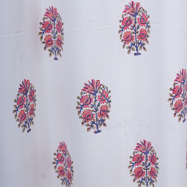 Cotton Curtain Pink Floral Boota Block Print
