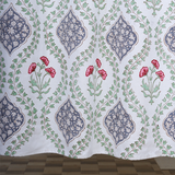 Drill Cotton Curtain Blue-Green Floral Block Print