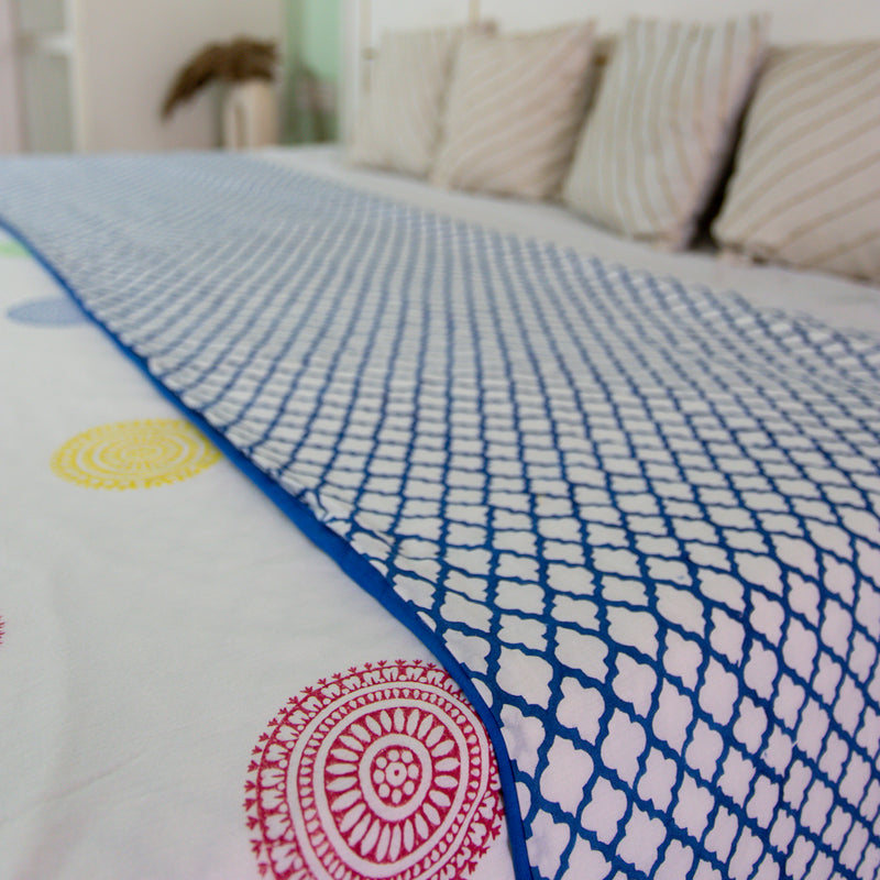 Fine Cotton Queen Size AC Quilt Dohar Satrangi Chakri Block Print 1