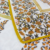 Cotton Mulmul Double Bed AC Quilt Dohar Orange Grey Floral Jaal Block Print 2