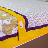 Cotton Mulmul Double Bed Dohar AC Quilt Yellow Marigold Jaal Block Print 2