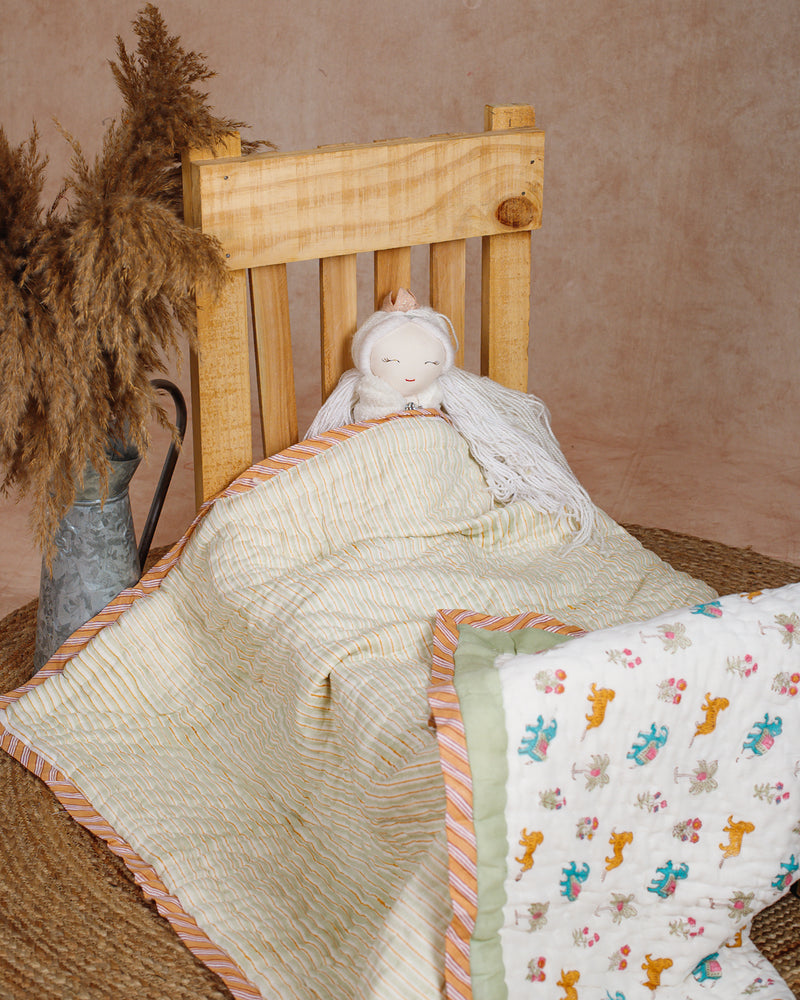 Cotton Baby Razai Quilt Multicolor Jungle Block Print 2