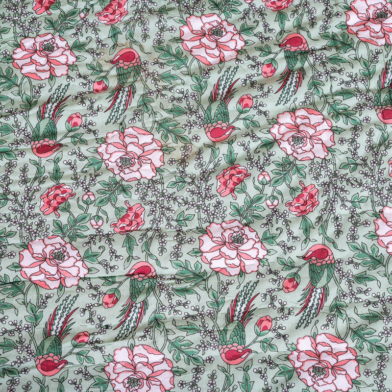 Cotton Mulmul Queen Size Jaipuri Razai Quilt - Floral Fantasia