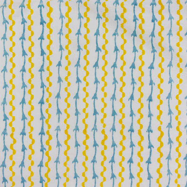 Cotton Table Cover Yellow Blue Leheriya Block Print 1