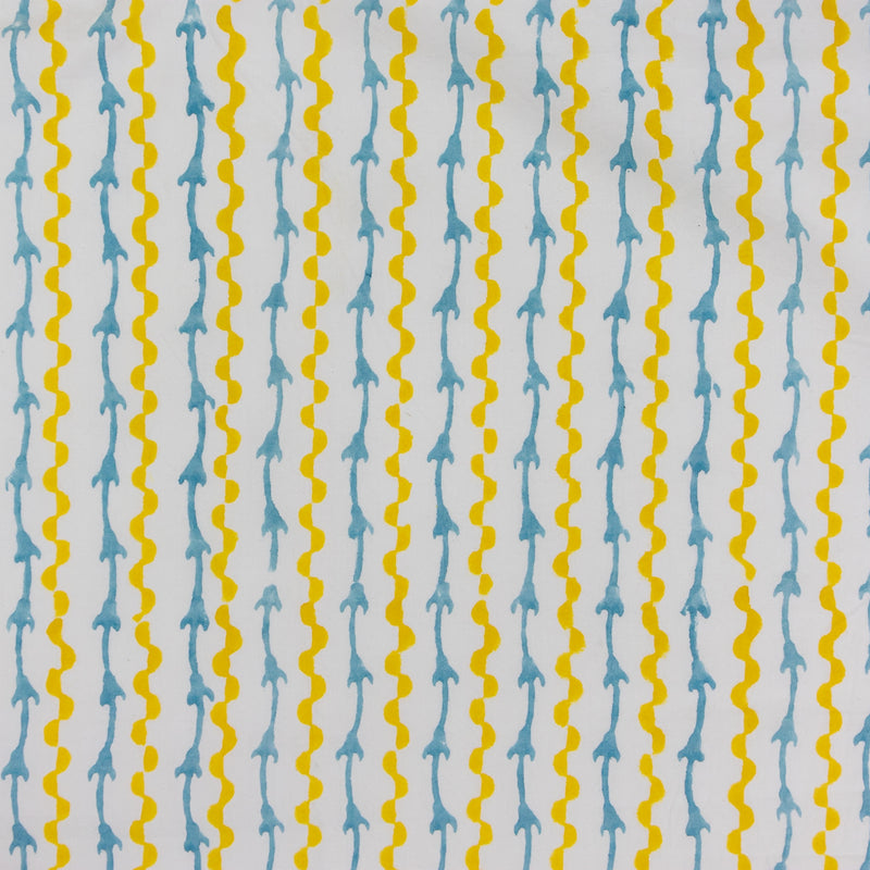 Cotton Table Cover Yellow Blue Leheriya Block Print 1