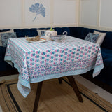 Block print table cloth - Pink floral tablecloth