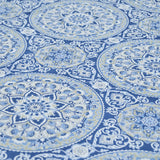 Cotton Flower Bel Print Blue Silver Queen Size Bedsheet