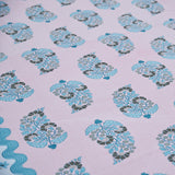 Cotton Pink Blue floral Print Queen Size Bedsheet