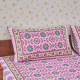 Cotton Floral Dark Pink Queen Size Bedsheet