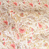 Cotton Cream Peach Floral Jaal Print Queen Size Bedsheet