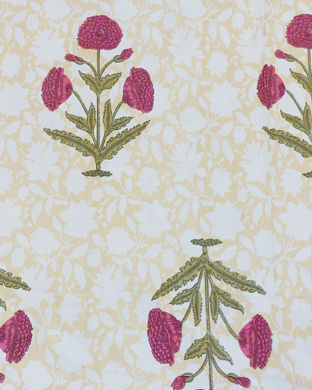 Cotton Pink Floral Queen Size Bedsheet