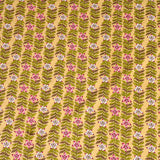Cotton Peach Pink-Green Floral Bel Print Queen Size Bedsheet