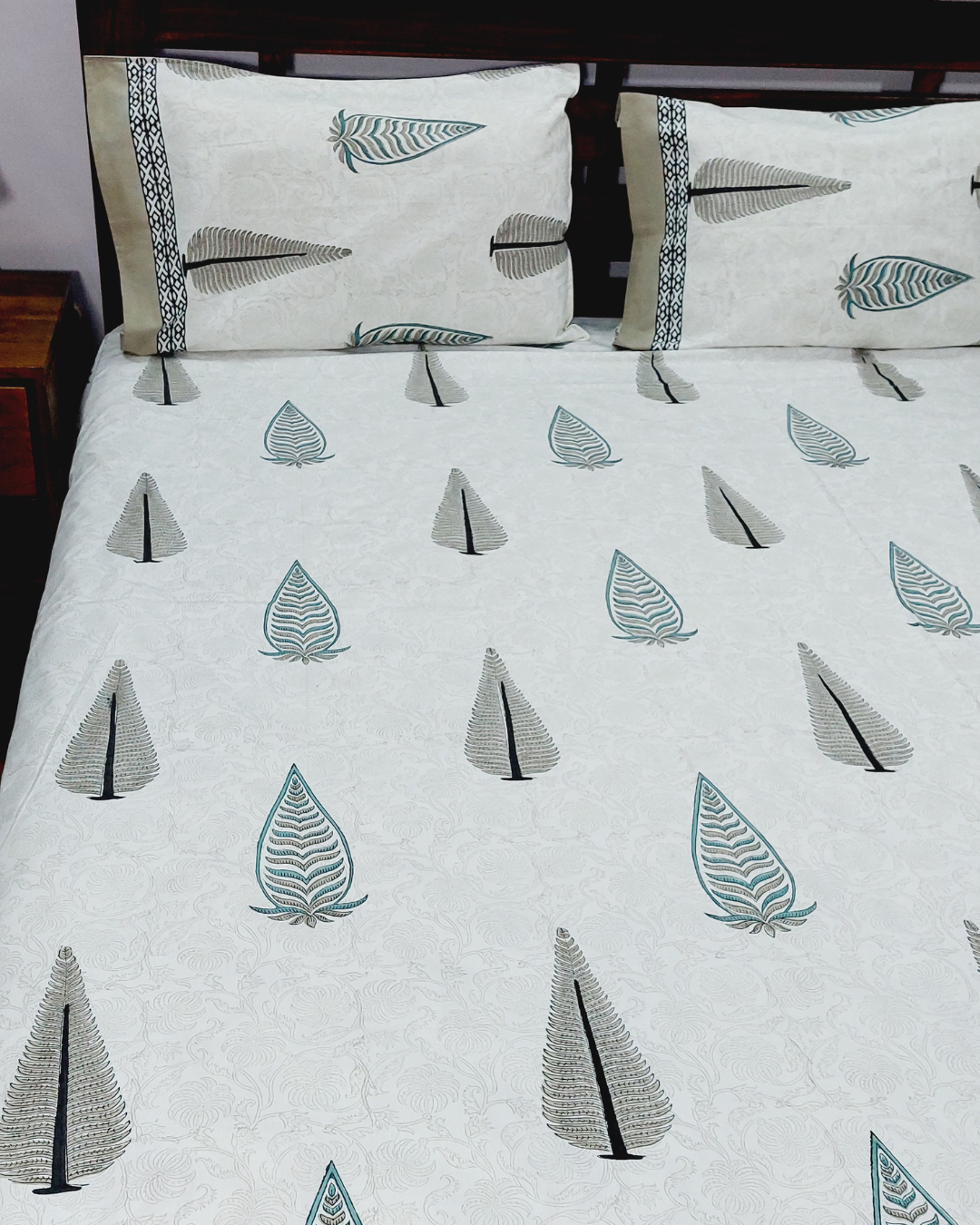 Cotton Block Print King Size Bedsheet | Nature's Bouquet