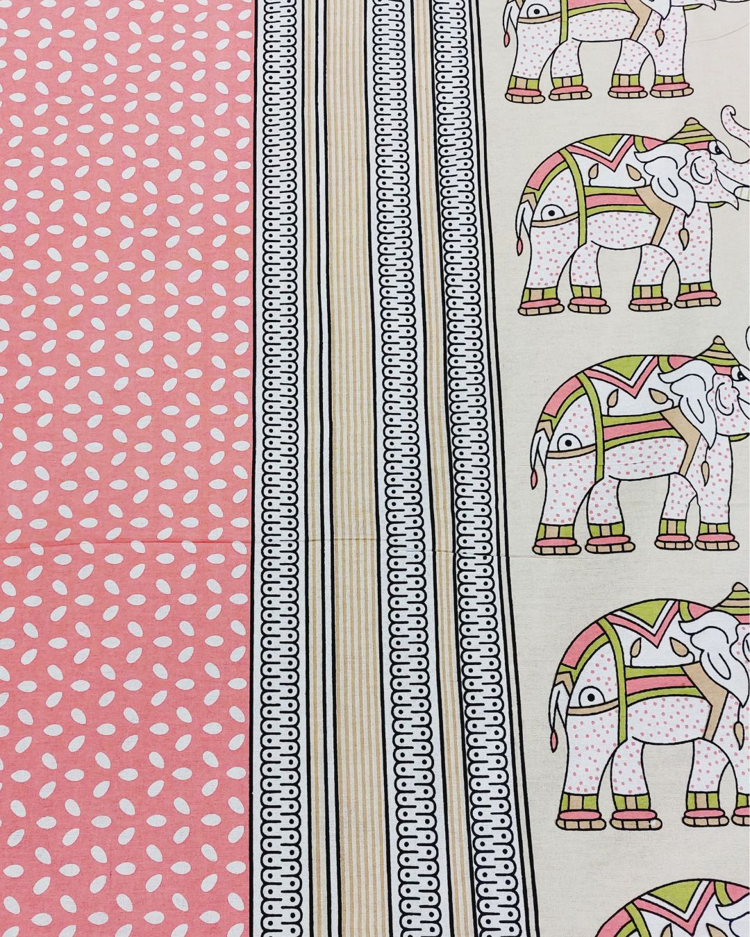Cotton Elephant Butta Print King Size Bedsheet