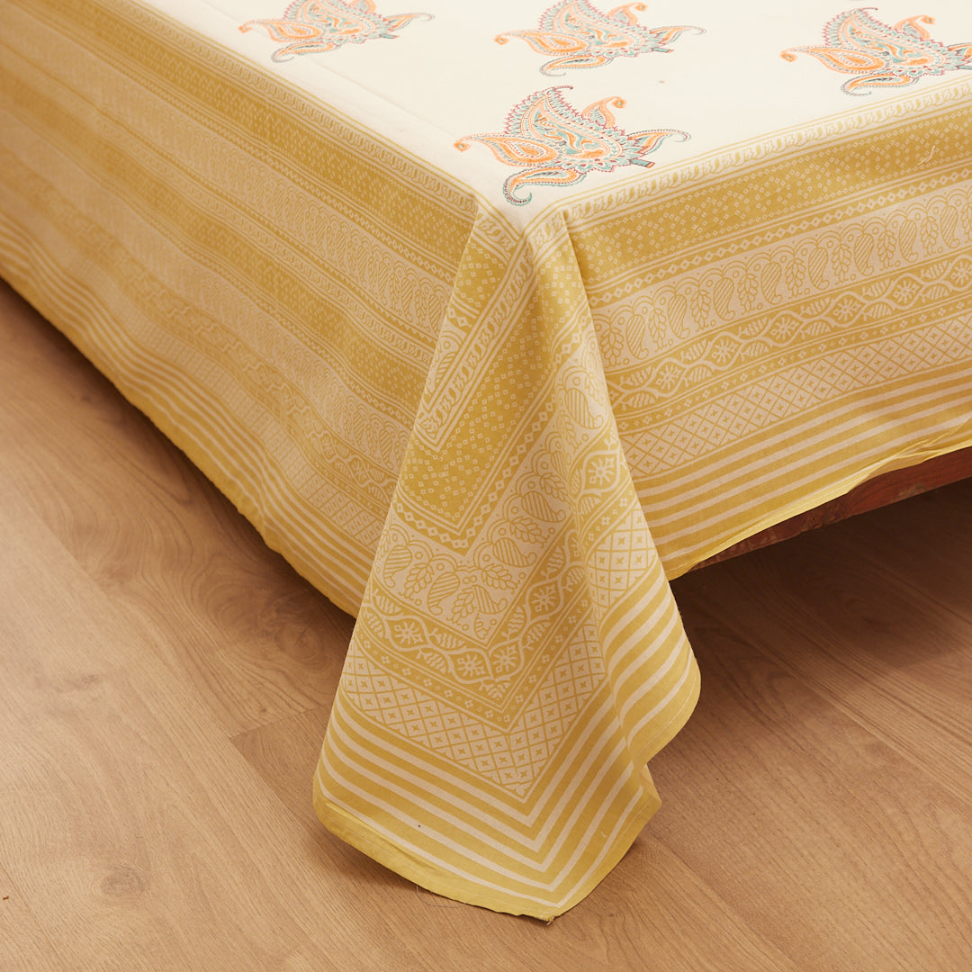 Cotton Orange Paisley King Size Bedsheet