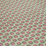 Cotton Green Pink Floral Motif King Size Bedsheet