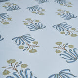 Cotton White Blue Green Begonia King Size Bedsheet