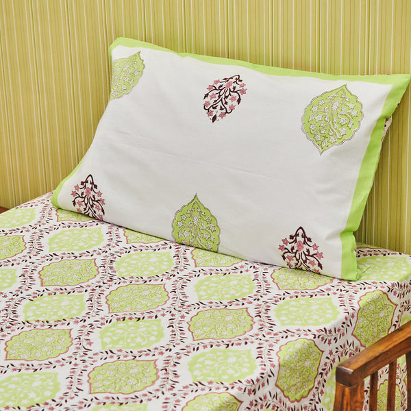 Cotton Block Print Single Bedsheet Autumn Delight
