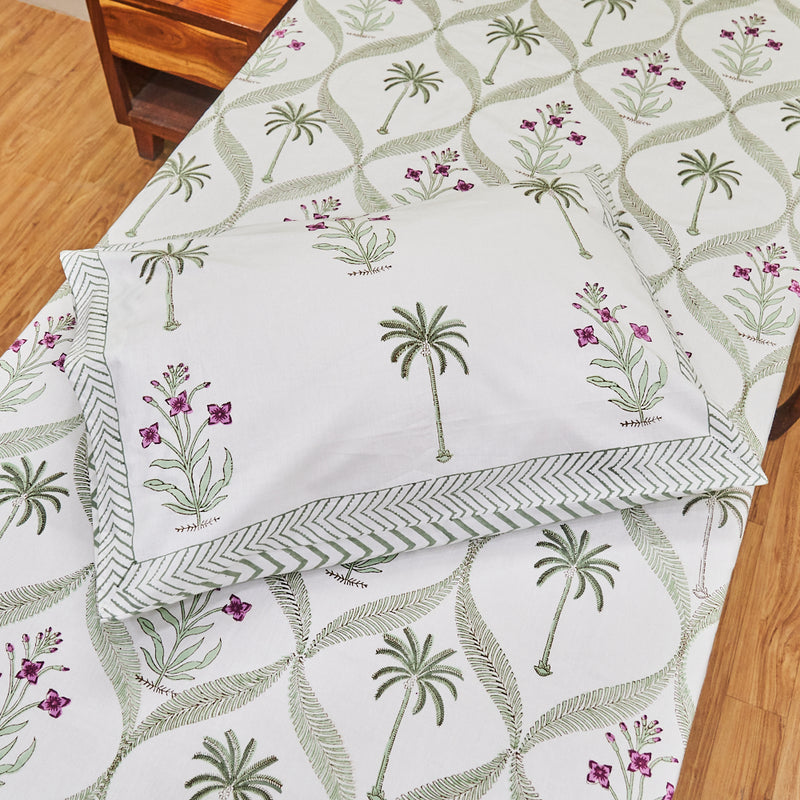 Cotton Block Print Single Bedsheet | Scotch Pine