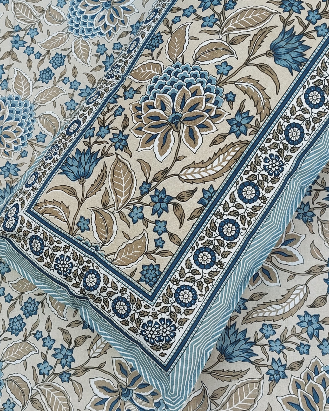 Cotton Single Bedsheet with Pillow Desert Grey  Floral Jaal Print