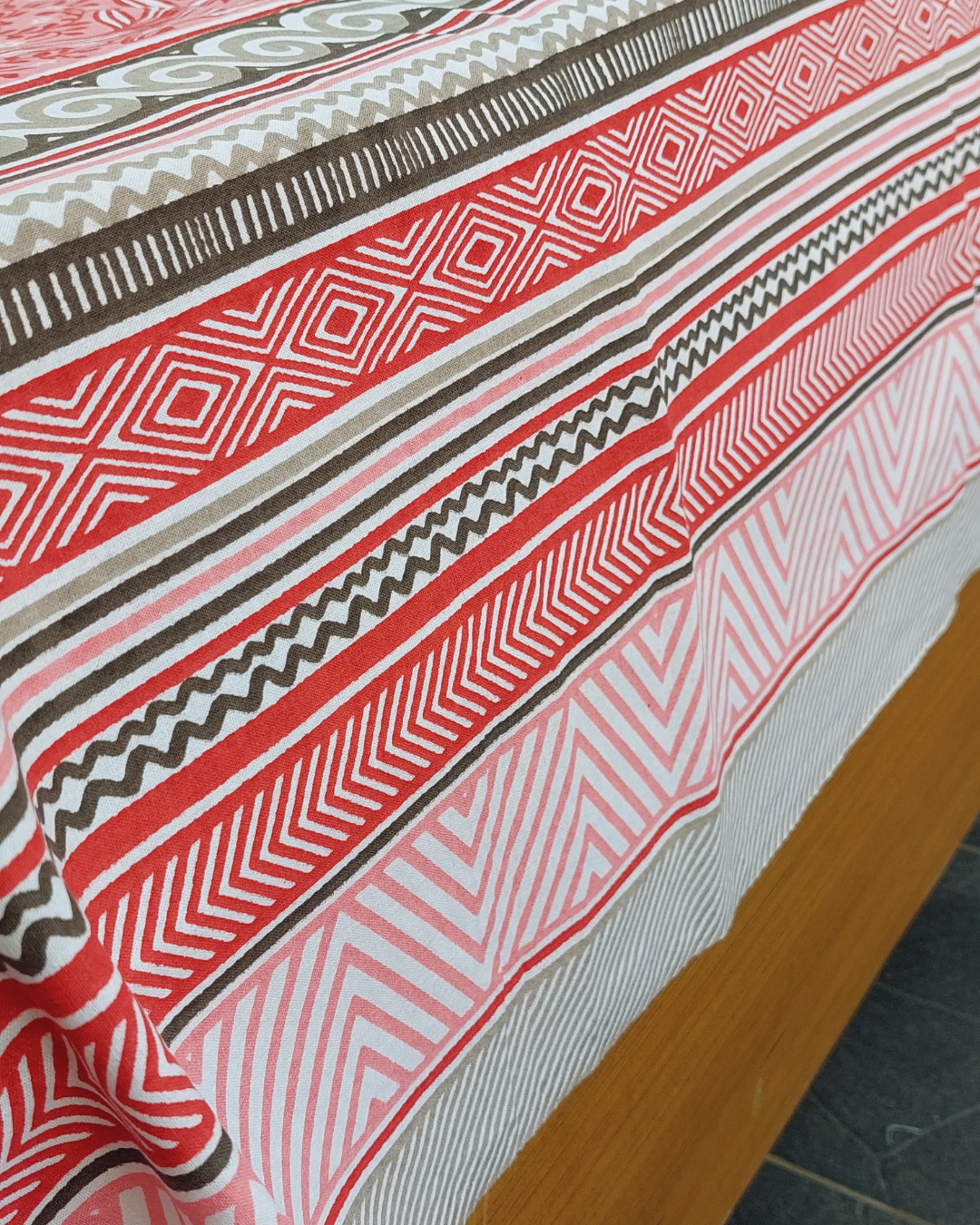 Cotton Single Bedsheet with Pillow Brown Pink  Floral Jaal Print