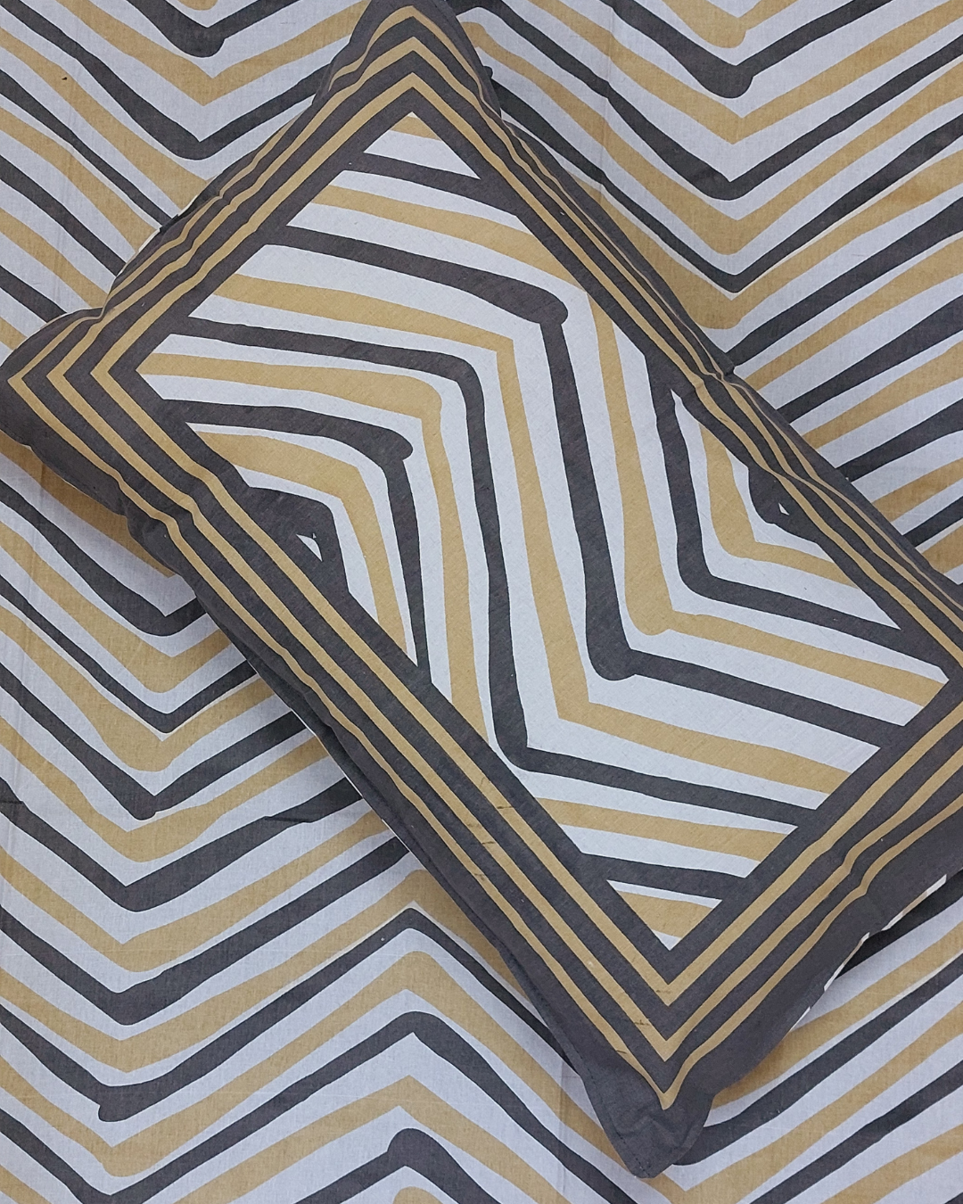 Cotton Jaipuri Heritage Yellow-Grey Single Bedsheet