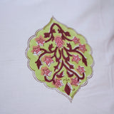 Cotton Cushion Cover Green Pink Floral Ogee Block Print