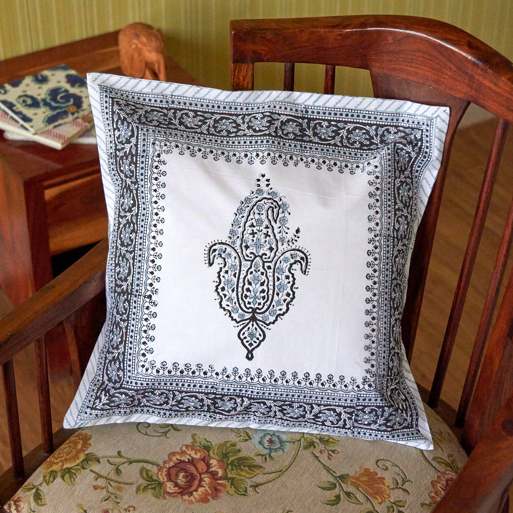 Cotton Cushion Cover Pine Leaf Boota Block Print