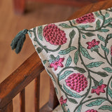 Cotton Cushion Cover Pink Dahlia Block Print
