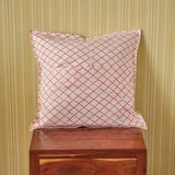 Cotton Cushion Cover Orange Grey Jaal Block Print