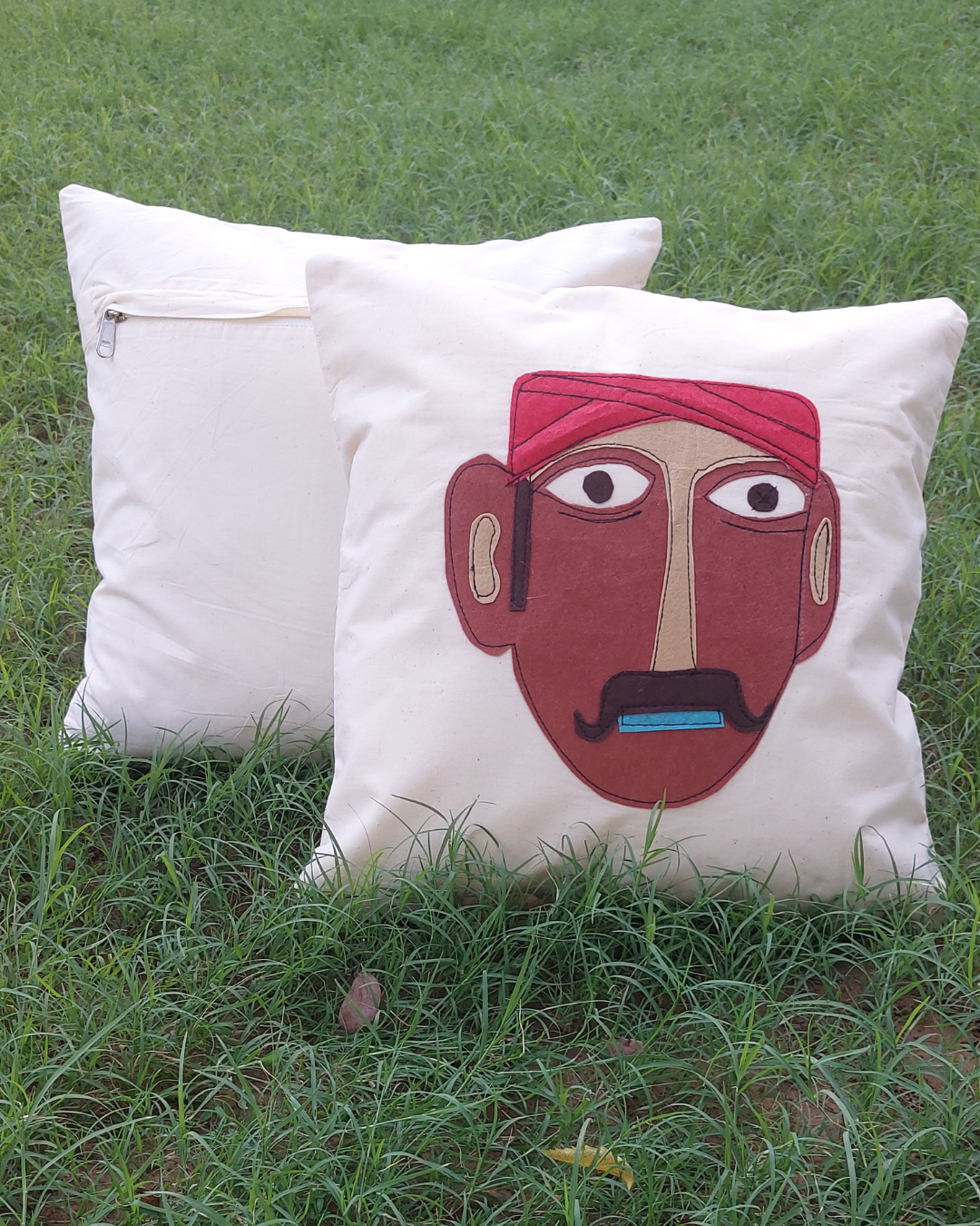 Khadi Cotton Cushion Cover Multicolor Man Patchwork