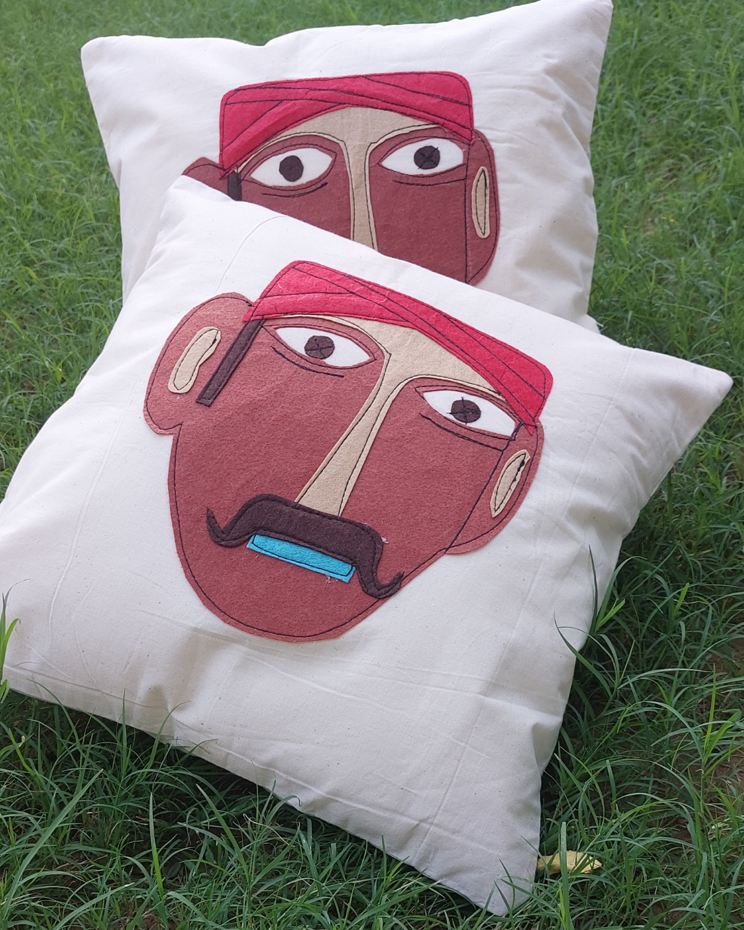 Khadi Cotton Cushion Cover Multicolor Man Patchwork