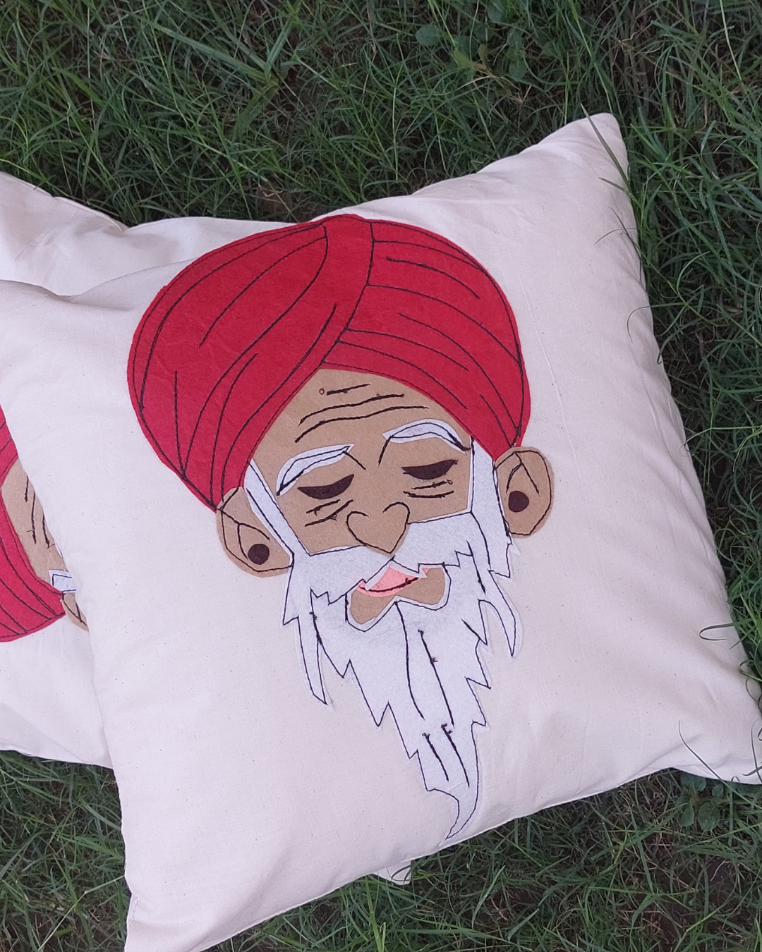 Khadi Cotton Cushion Cover Turbans Man  Patchwork