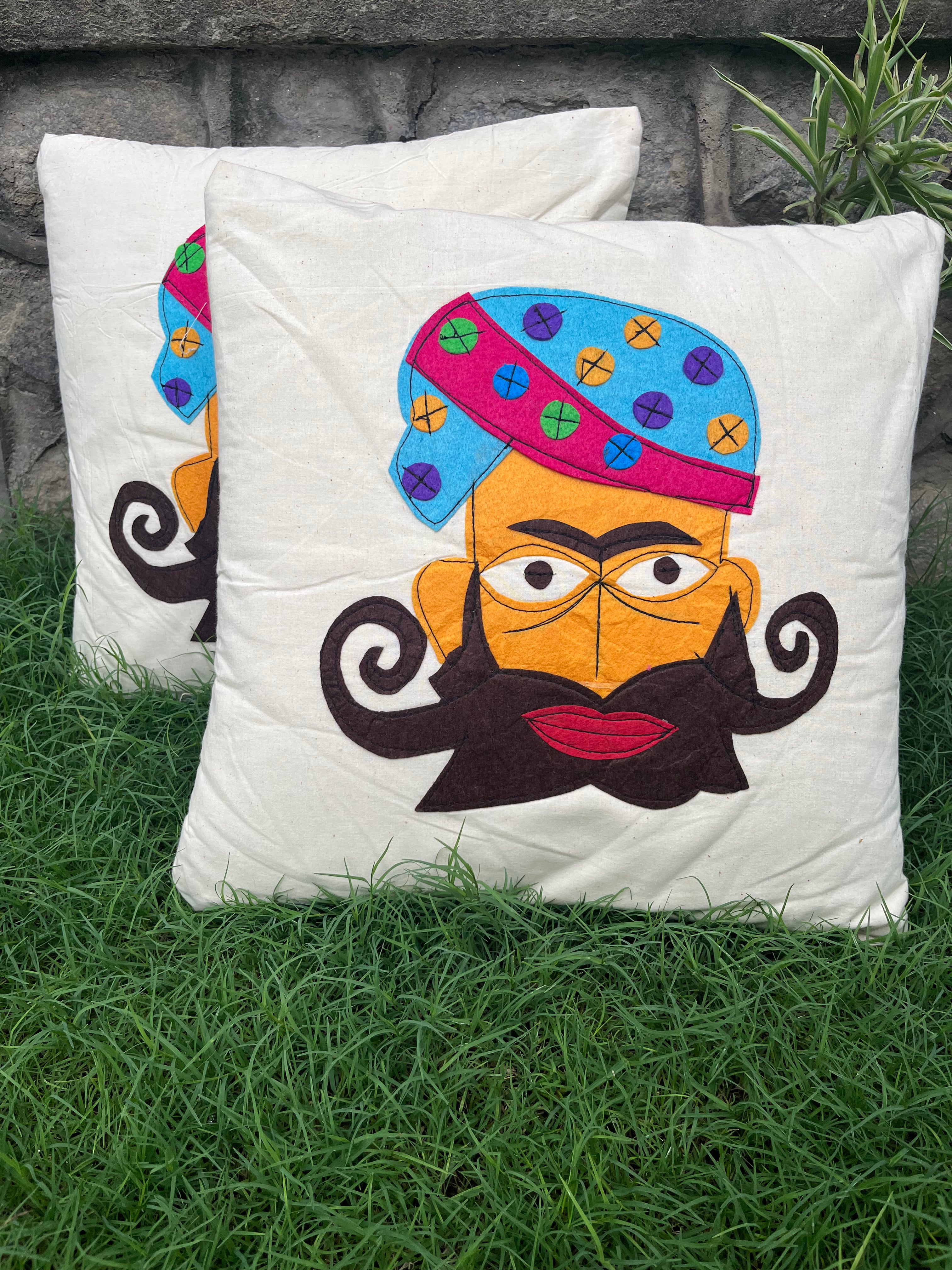 Khadi Cotton Cushion Cover Multicolor  Patchwork