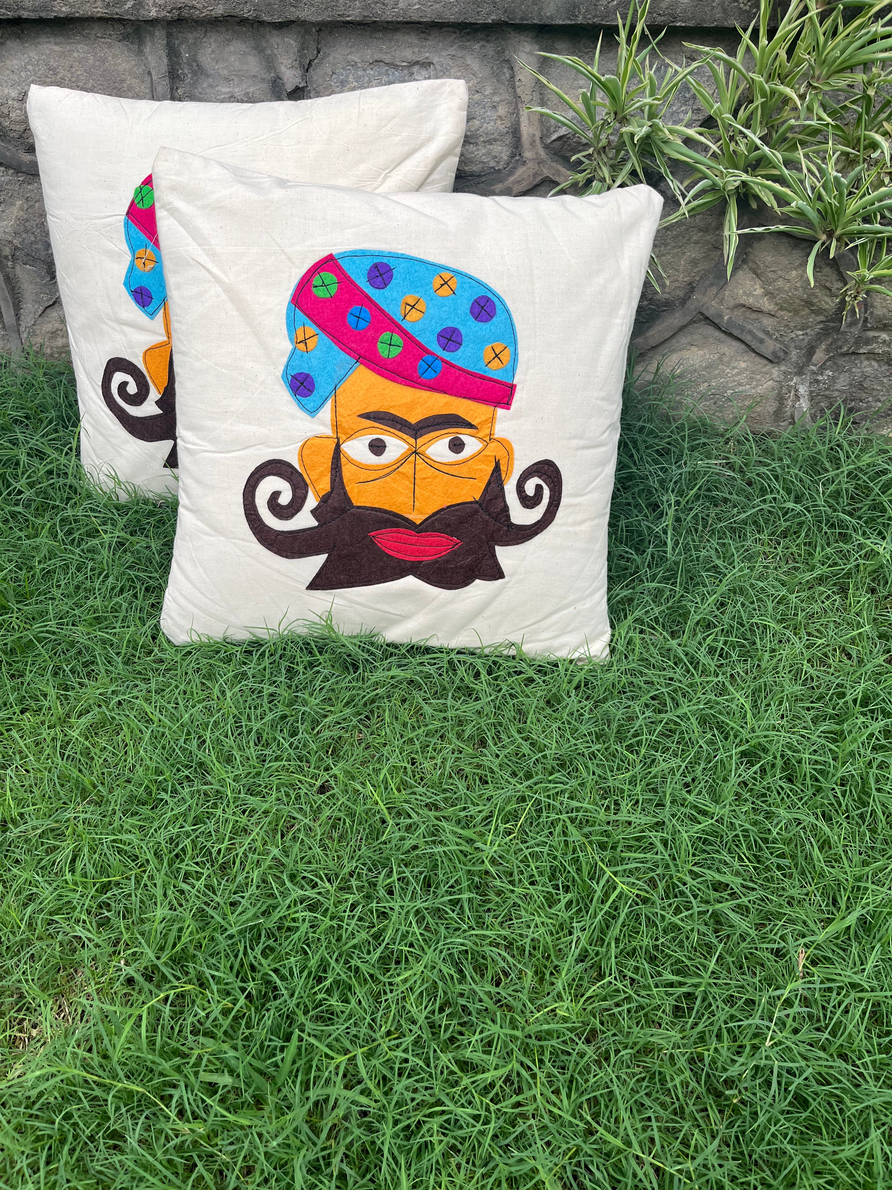 Khadi Cotton Cushion Cover Multicolor  Patchwork