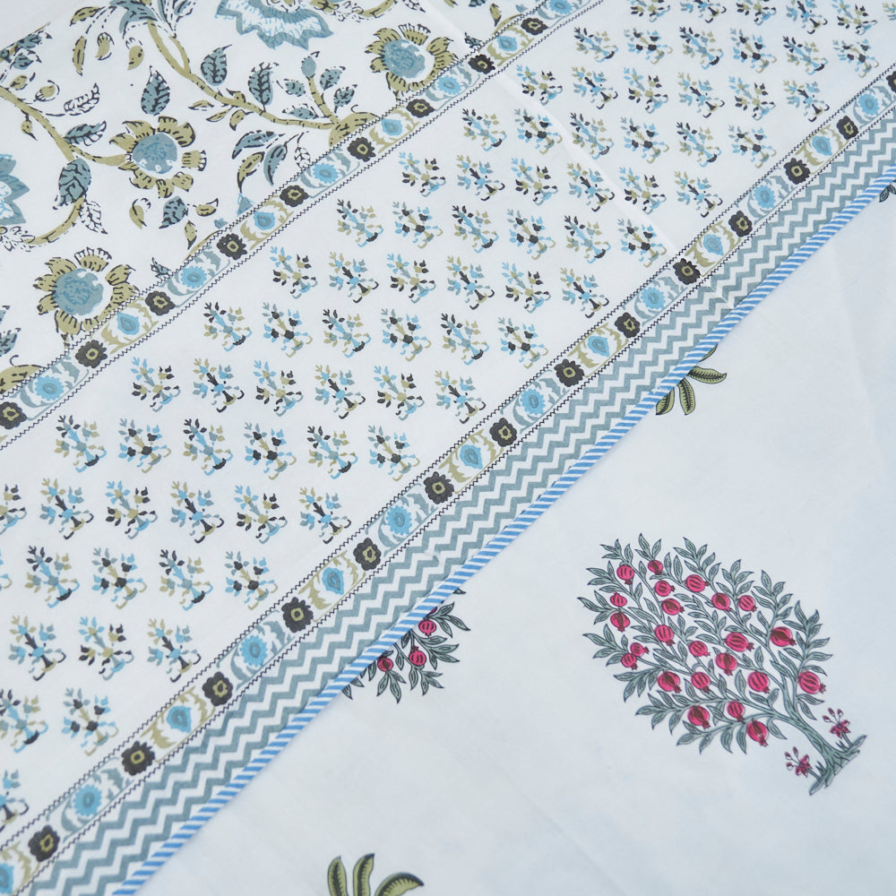 Fine Cotton Queen Size AC Quilt Dohar Red-Green Floral Print