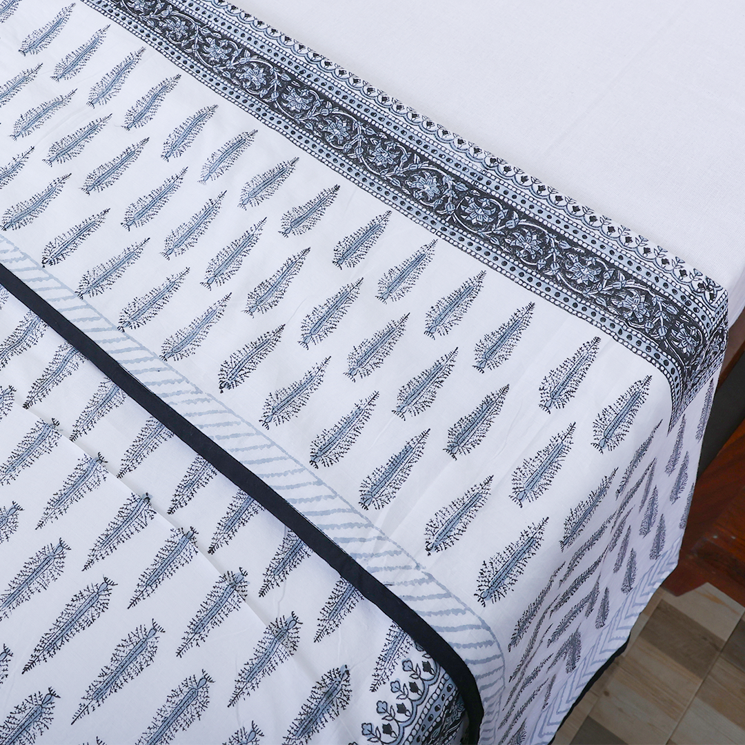 Cotton Dohar Pine Leaf Boota Block Print