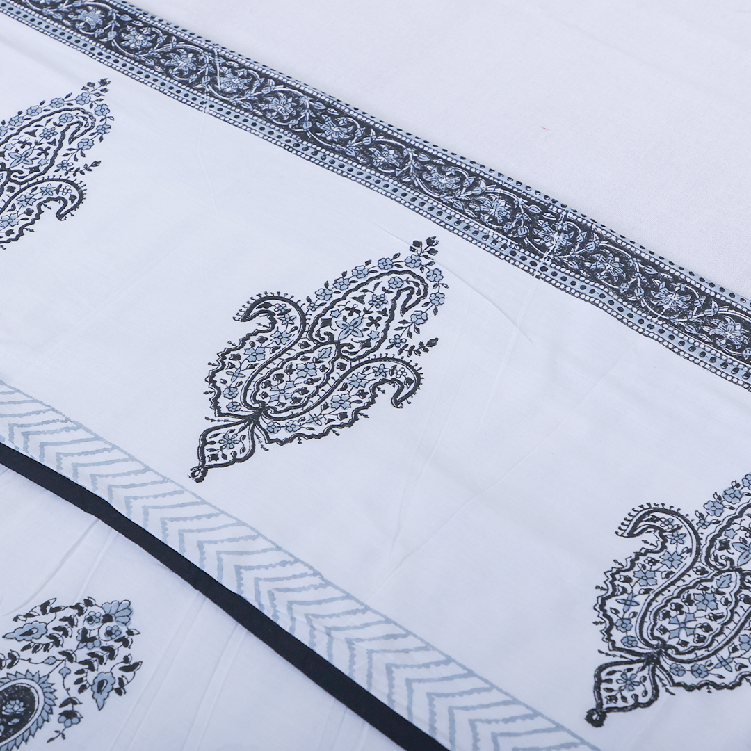 Cotton Dohar Pine Leaf Boota Block Print