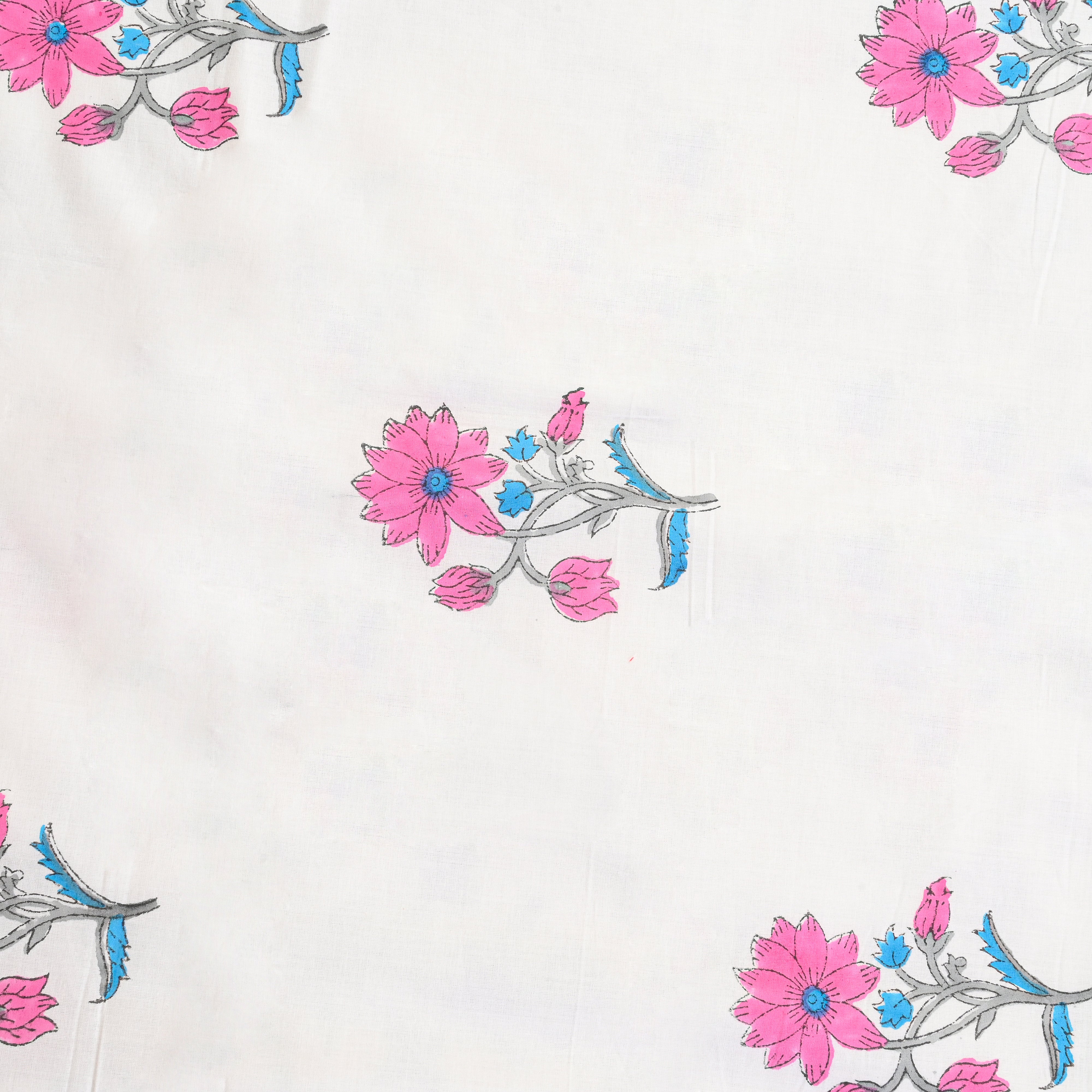 Cotton Mulmul Single Bed AC Quilt Dohar Red-Green Floral Jaal Block Print