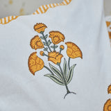 Fine Cotton Diwan Set Orange Canna Indica Floral Print