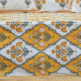 Fine Cotton Diwan Set Orange Canna Indica Floral Print