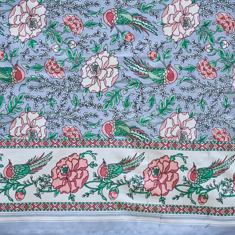 Cotton Diwan Set Pink Green Flower Print