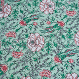 Cotton Diwan Set Pink Green Flower Bird Print