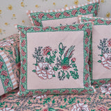 Cotton Diwan Set Pink Green Floral Print
