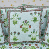 Cotton Diwan Set Green Brown Floral Print